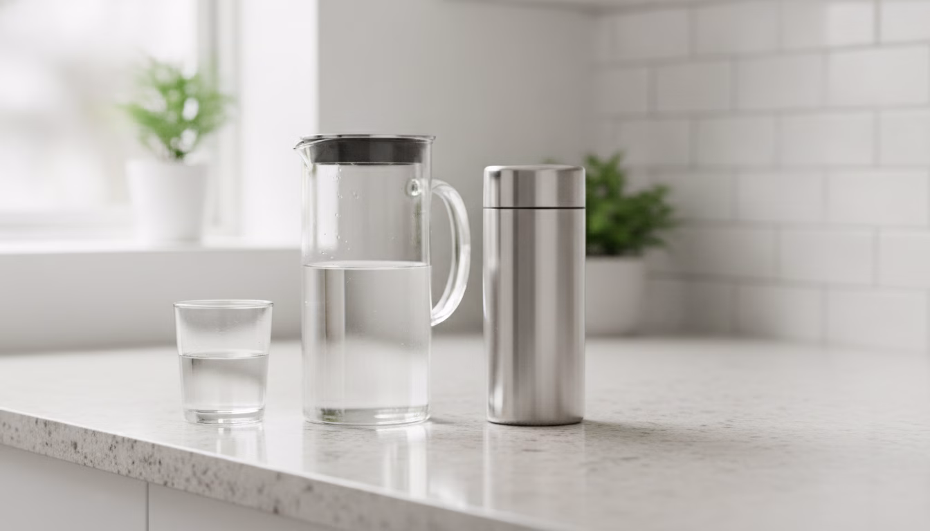 Wasserfilter und Filterkartusche auf der Küchenarbeitsplatte